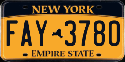 NY license plate FAY3780