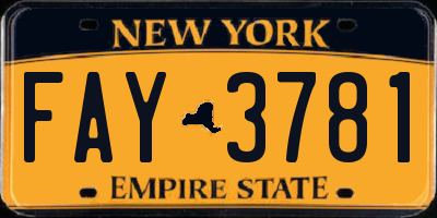 NY license plate FAY3781