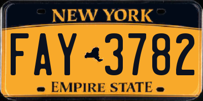 NY license plate FAY3782