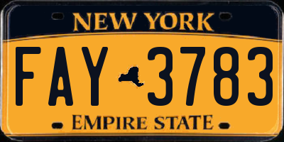 NY license plate FAY3783