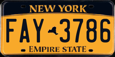NY license plate FAY3786