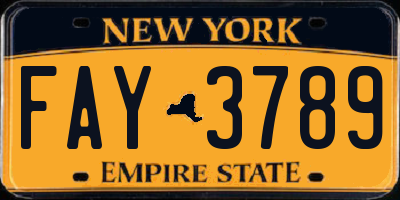 NY license plate FAY3789