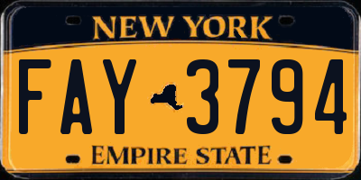 NY license plate FAY3794