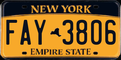 NY license plate FAY3806