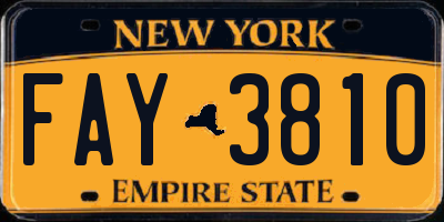 NY license plate FAY3810