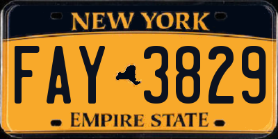 NY license plate FAY3829