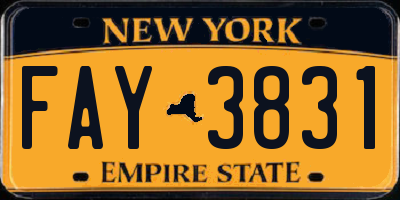 NY license plate FAY3831