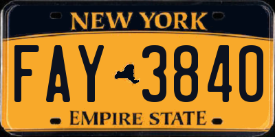 NY license plate FAY3840