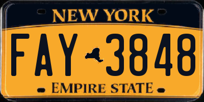 NY license plate FAY3848