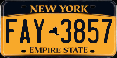 NY license plate FAY3857