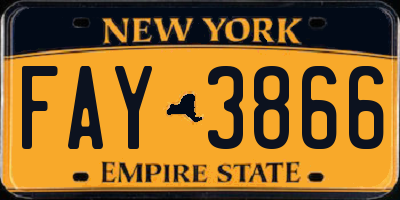 NY license plate FAY3866