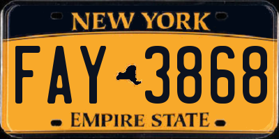 NY license plate FAY3868