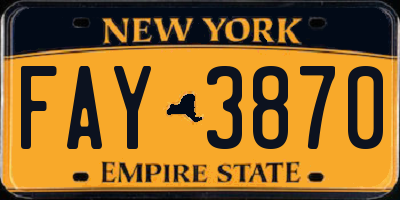 NY license plate FAY3870