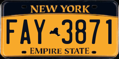 NY license plate FAY3871