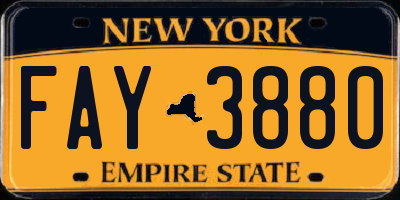 NY license plate FAY3880