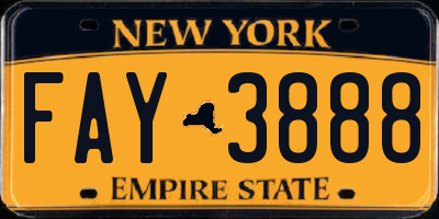 NY license plate FAY3888