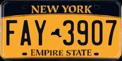 NY license plate FAY3907