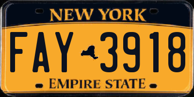 NY license plate FAY3918