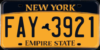 NY license plate FAY3921