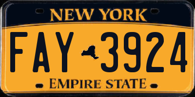 NY license plate FAY3924