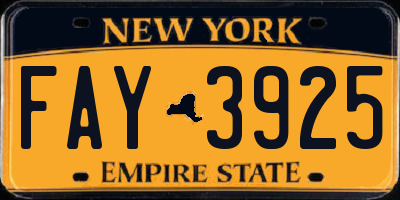 NY license plate FAY3925