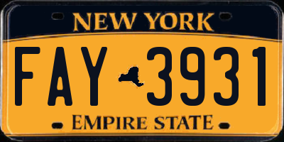 NY license plate FAY3931