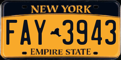 NY license plate FAY3943