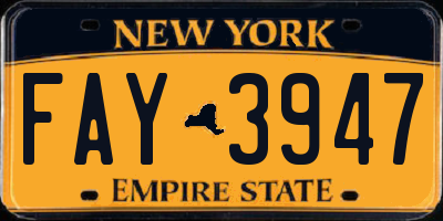 NY license plate FAY3947