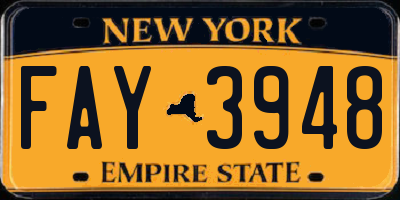 NY license plate FAY3948