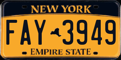 NY license plate FAY3949