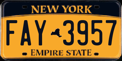 NY license plate FAY3957