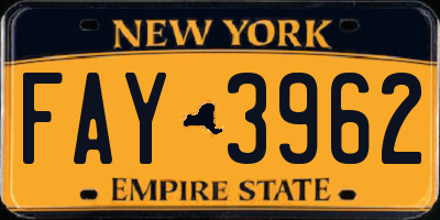 NY license plate FAY3962