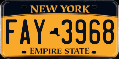 NY license plate FAY3968