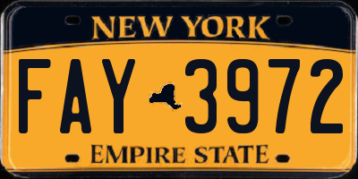 NY license plate FAY3972