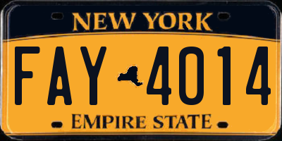 NY license plate FAY4014