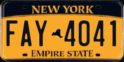 NY license plate FAY4041