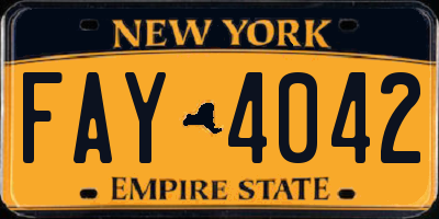 NY license plate FAY4042