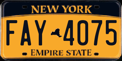 NY license plate FAY4075