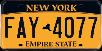 NY license plate FAY4077