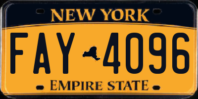 NY license plate FAY4096
