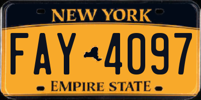 NY license plate FAY4097
