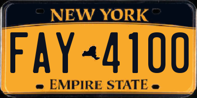 NY license plate FAY4100
