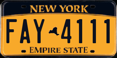 NY license plate FAY4111