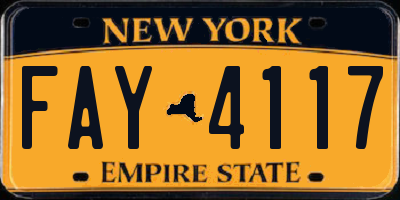 NY license plate FAY4117