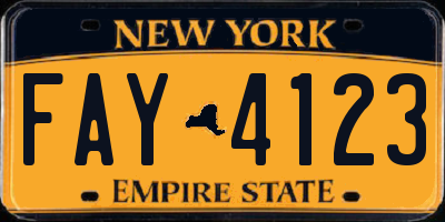 NY license plate FAY4123