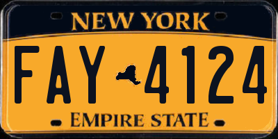 NY license plate FAY4124