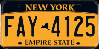 NY license plate FAY4125