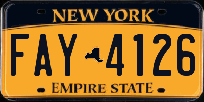 NY license plate FAY4126