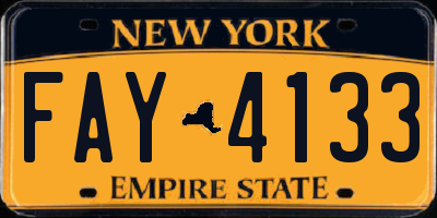 NY license plate FAY4133