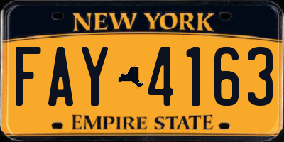 NY license plate FAY4163